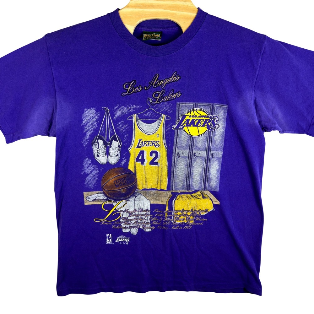 Vintage 90s LA‎ Lakers Graphic T-Shirt Mens XL Single Stitch Made In USA Purple